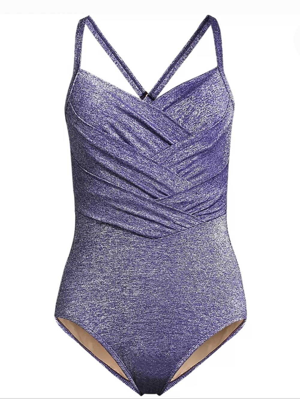 Lands End Slender Suit Shine Pleated Tummy Controls Swim